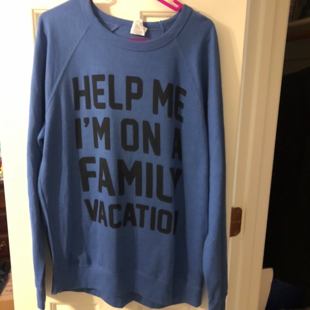 “Help Me I’m on a Family Vacation” Blue Sweater